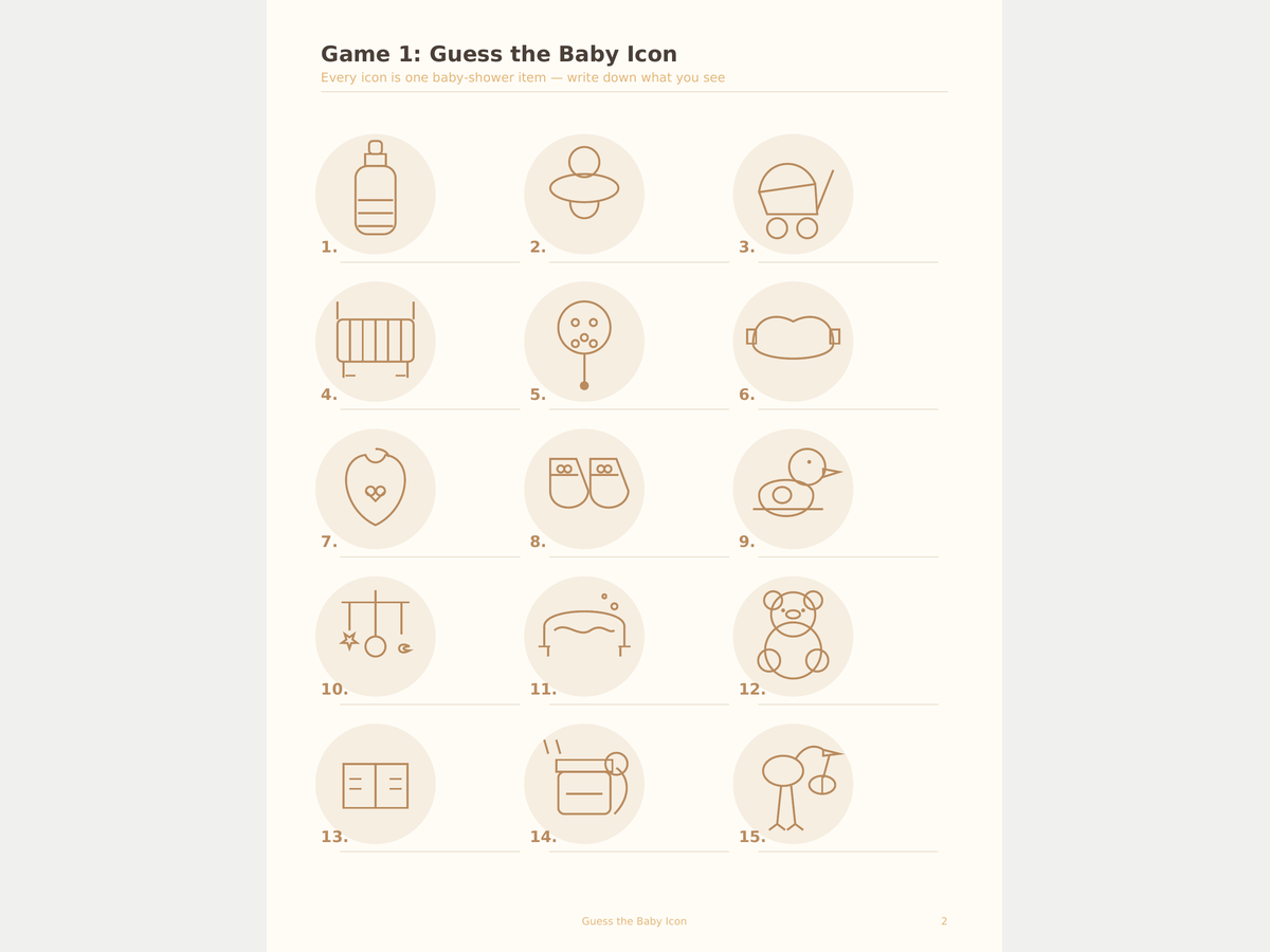 Baby Shower Games Printable Pack — 10 Games + Bingo preview 2