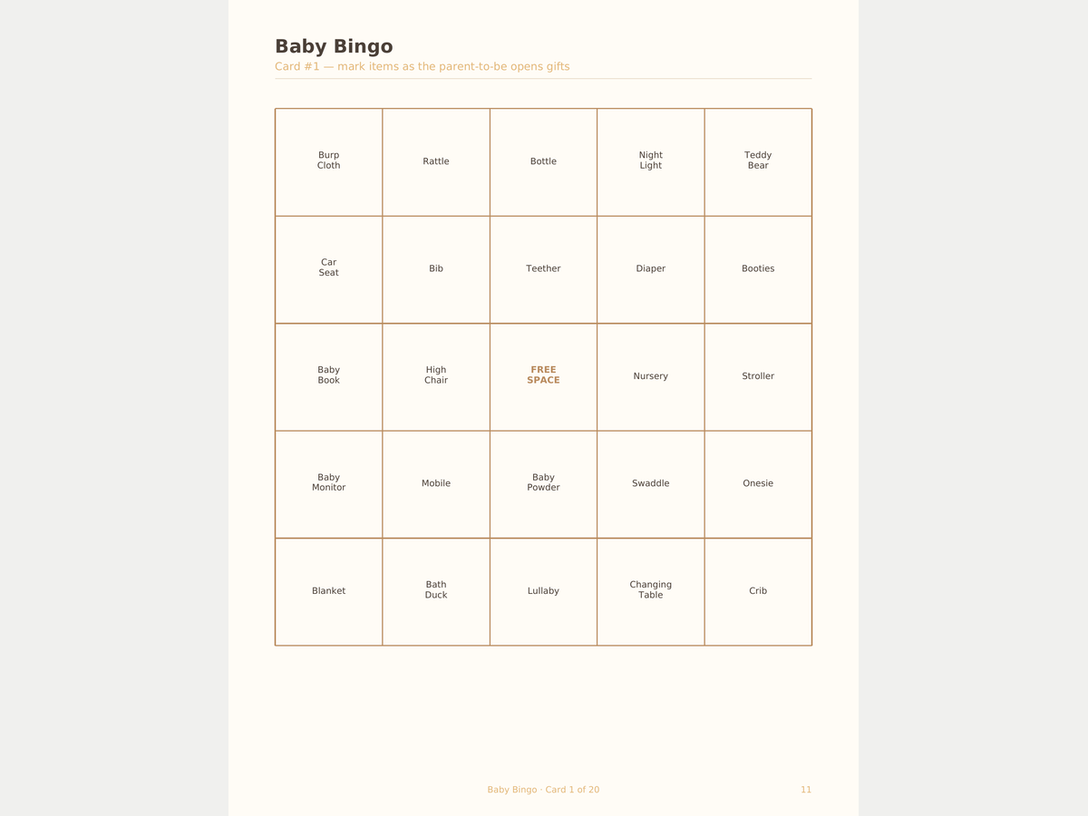 Baby Shower Games Printable Pack — 10 Games + Bingo preview 3