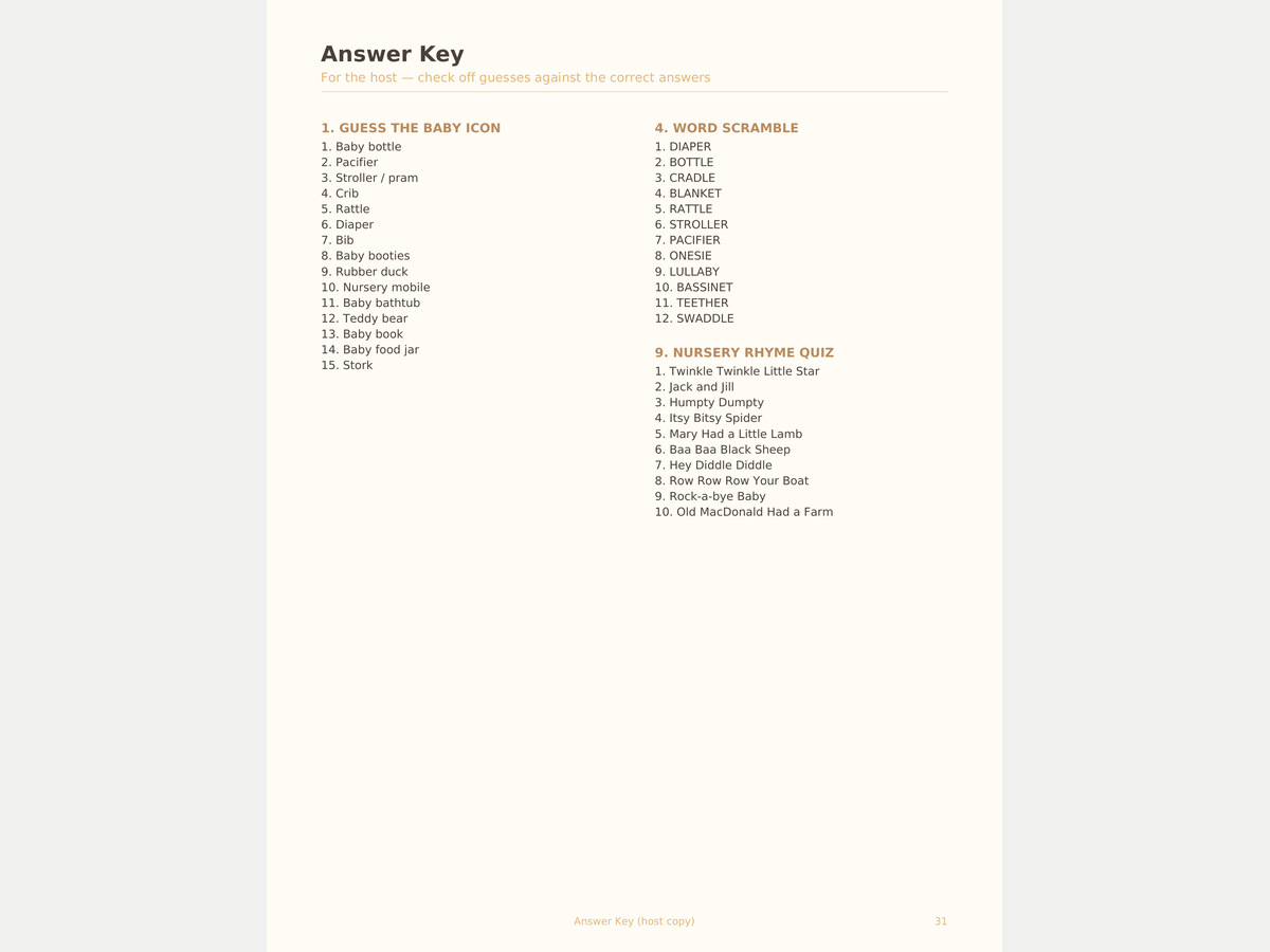 Baby Shower Games Printable Pack — 10 Games + Bingo preview 4