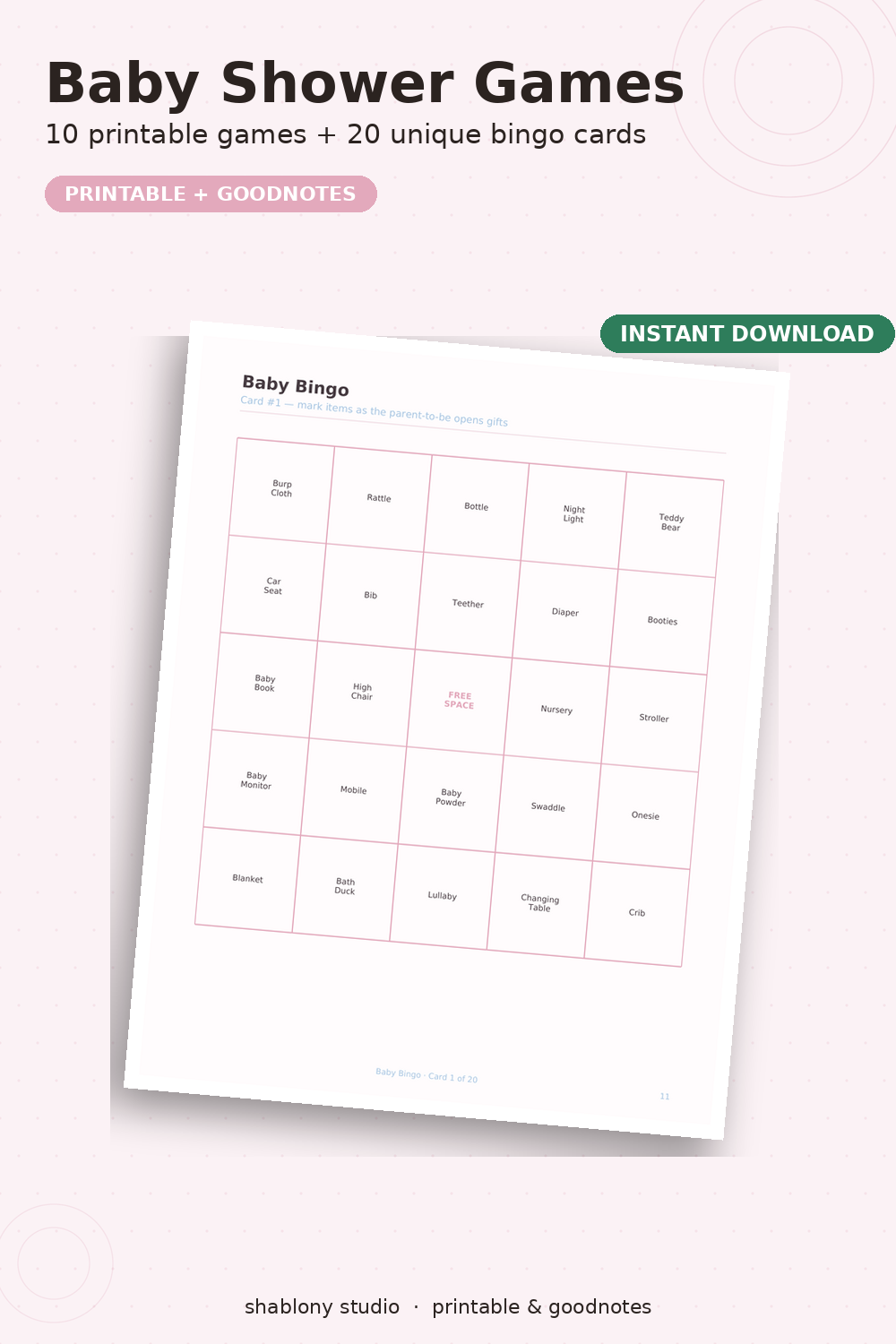 Baby Shower Games Printable Pack — 10 Games + Bingo preview 6