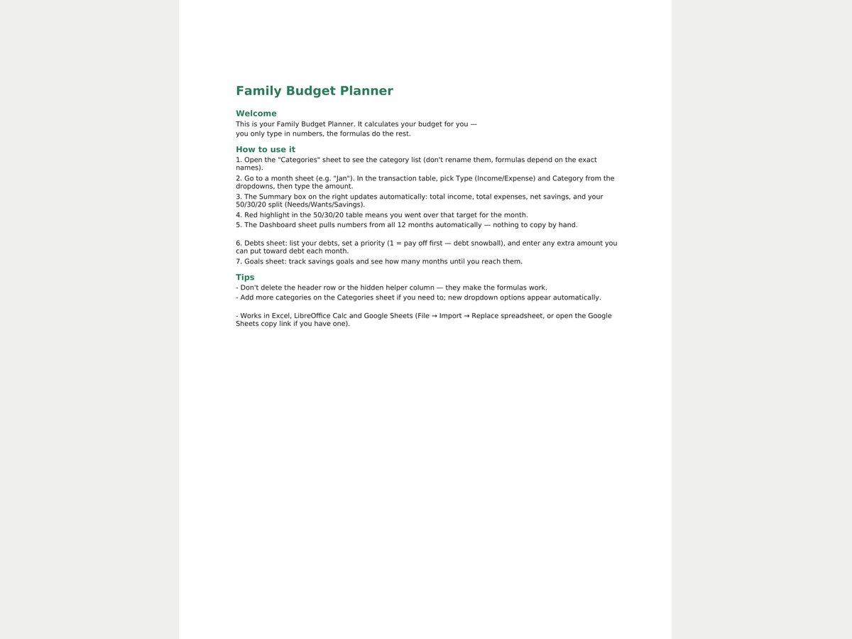 Family Budget Planner