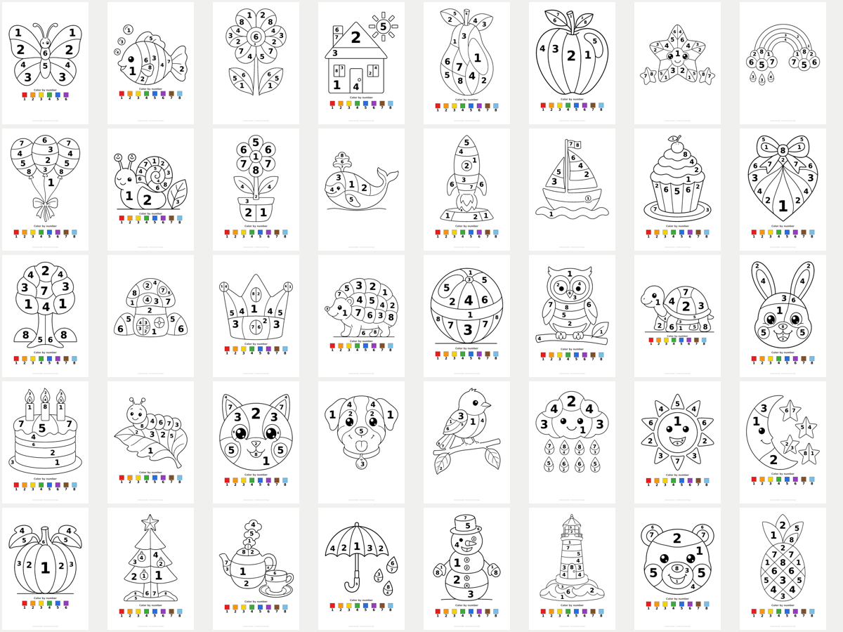 Color-by-Number Pages — 40-Page Pack preview 2