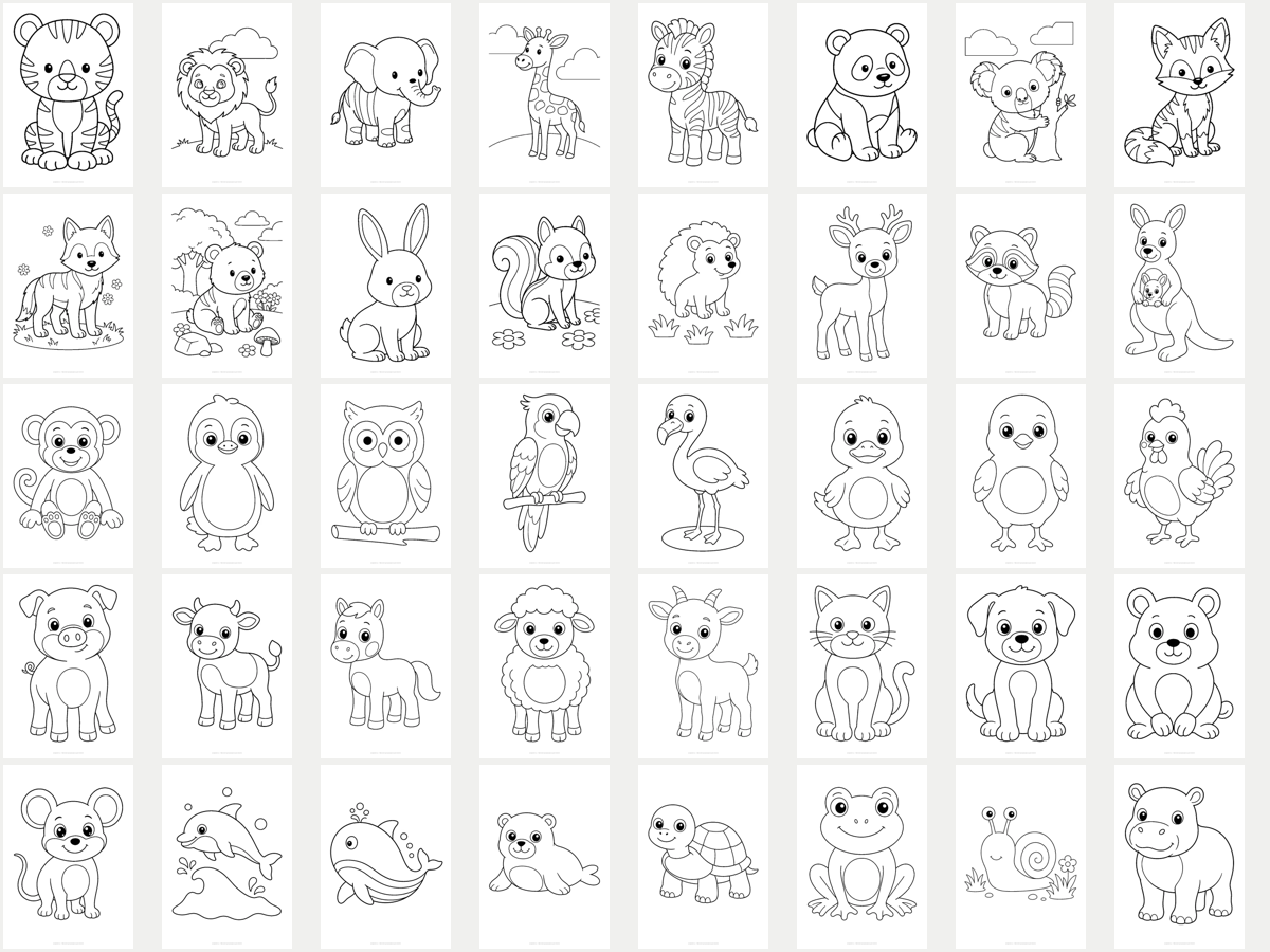 Animal Coloring Pages — 40-Page Pack preview 2