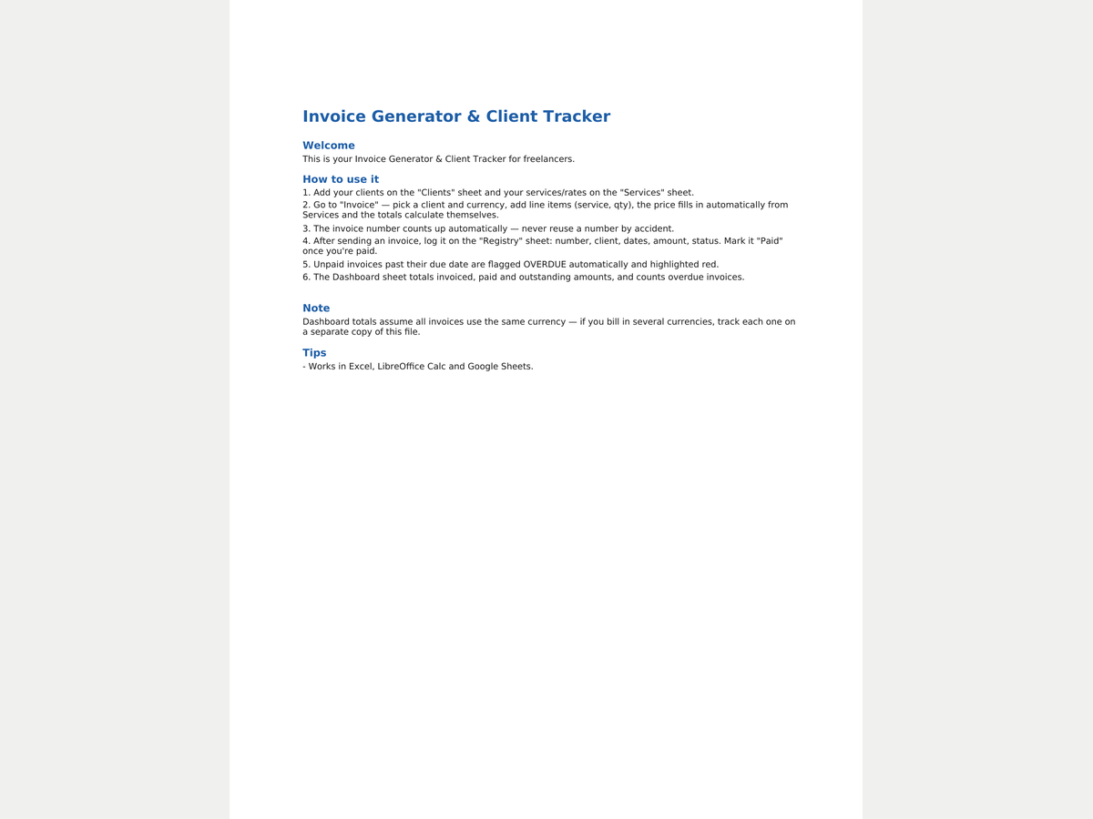 Invoice Generator & Client Tracker preview 1