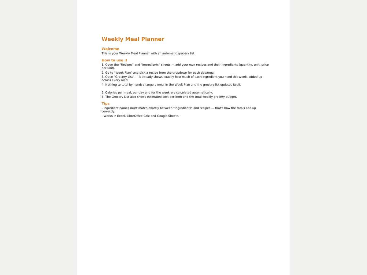Weekly Meal Planner