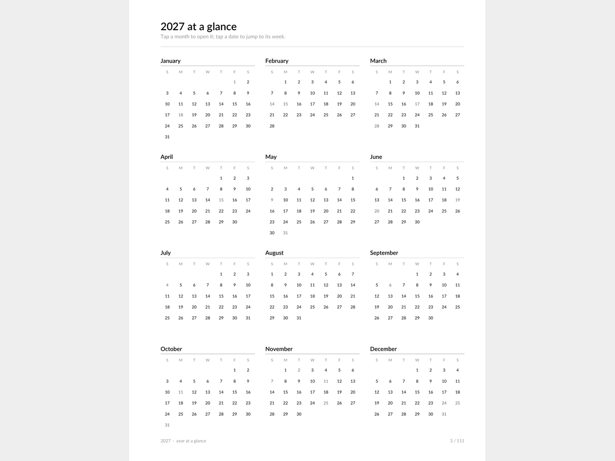 2027 Dated Planner — Printable + Digital, 111 Pages preview 3
