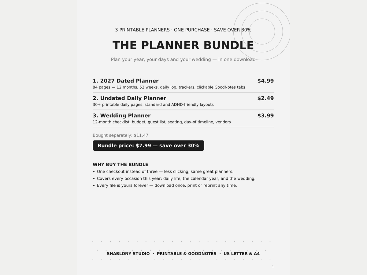 The Planner Bundle — 2027 + Daily + Wedding