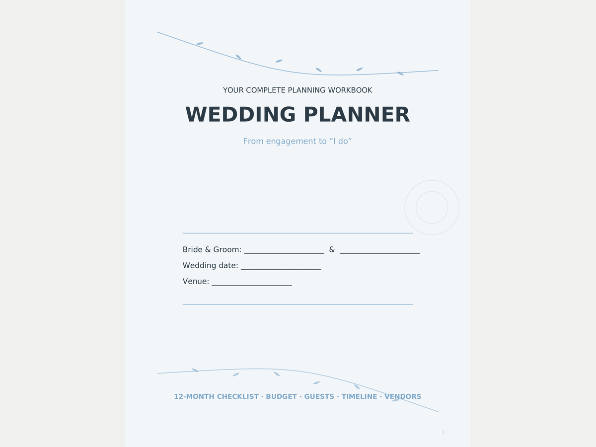 Wedding Planner Printable — Checklist, Budget & Timeline preview 1