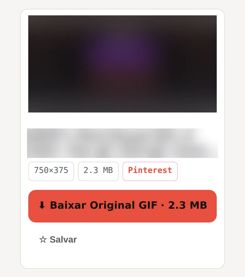 Cartão de resultado de um pin GIF: prévia desfocada, 750×375 · 2.3 MB e o botão Baixar Original GIF
